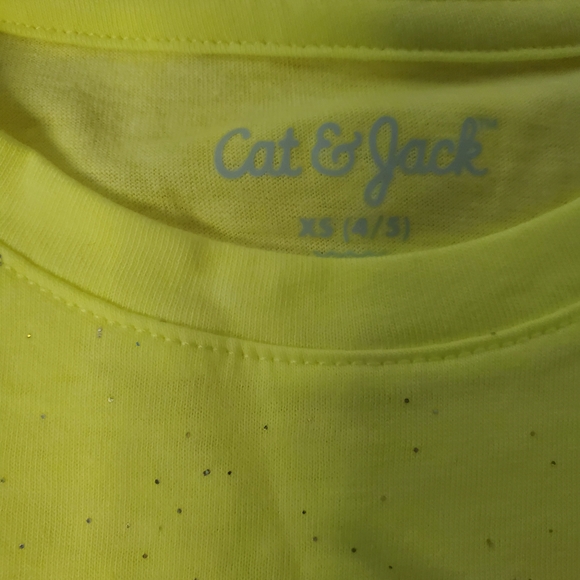 Cat & Jack Girls Shirt Short Sleeve Neon Yellow Gl - Picture 3 of 4